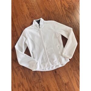 💙Gap Women's Sz S White Zip Up‎ Fleece Jacket Packable Vacation Beach Casual